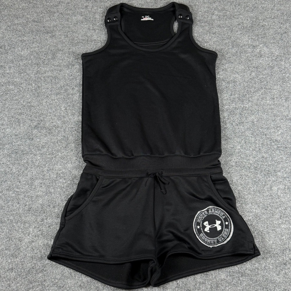 Under Armour HeatGear Romper Jumpsuit Black XS Drawstring‎ Pockets Activewear
